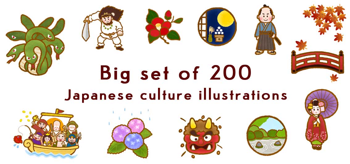 Big Set Of 0 Japanese Culture Illustrations 99 152 Rika Museum