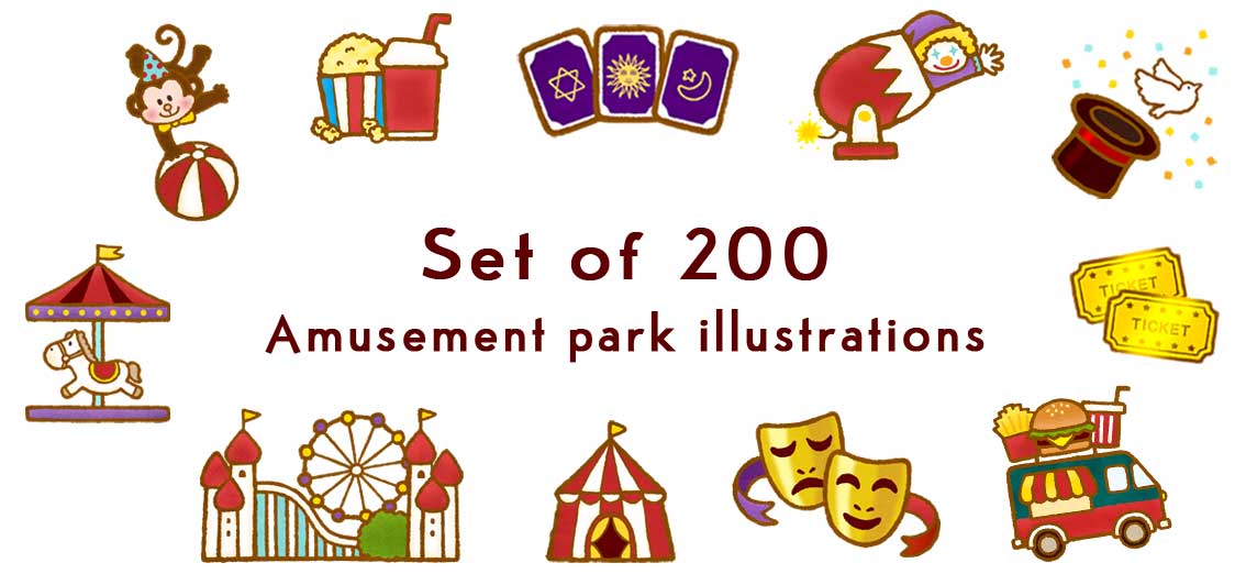 遊園地 サーカス 映画のイラスト 200個セット 1 54 Rika Museum