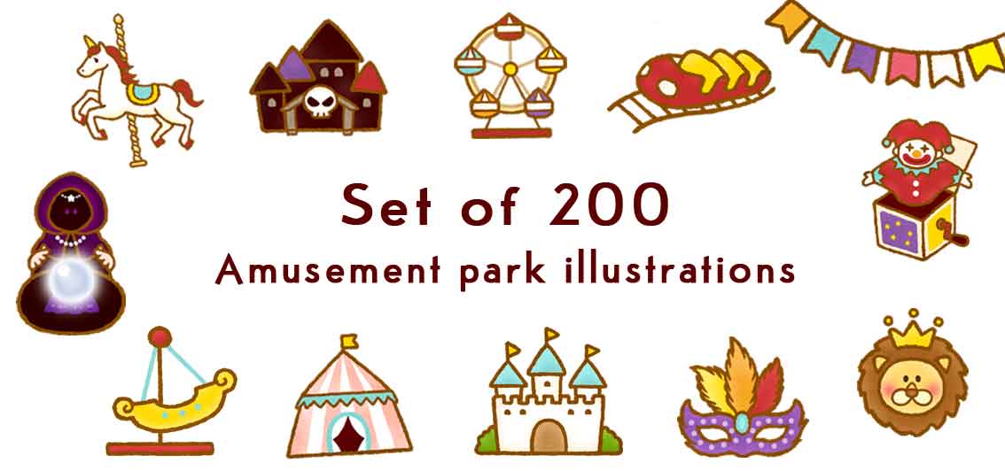遊園地 サーカス 映画のイラスト 200個セット 160 200 Rika Museum