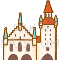 Old townhall in Munich ドイツのミュンヘンにある旧市庁舎のイラスト