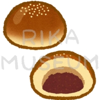 Sweet red bean paste bun あんぱんのイラスト