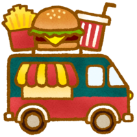 ハンバーガーを販売するトラックのイラスト