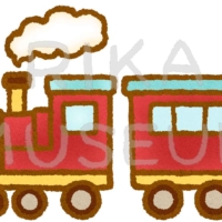 遊園地にある列車のアトラクションのイラスト