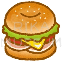 ハムとトマトのベーグルのイラスト