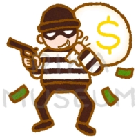 銃で脅す強盗のイラスト