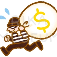 逃げる強盗のイラスト