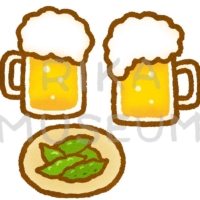 ビールと枝豆のイラスト