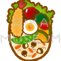 Japanese packed lunch(fried prawn, hamburg steak) エビフライとハンバーグのお弁当のイラスト