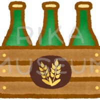 ビールケースに入ったビール瓶のイラスト
