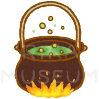 おとぎ話に出てくる大きなお鍋のイラスト