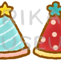 誕生日のカラフルな帽子のイラスト