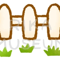 お庭の木製の柵のイラスト