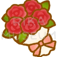 可愛いバラの花束のイラスト