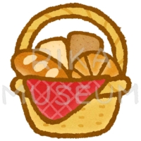 カゴに入った美味しそうなパンのイラスト