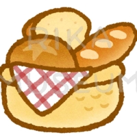 カゴに入った美味しそうなパンのイラスト