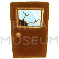 割れたドア窓のイラスト