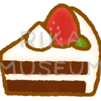 Chocolate cake topped with strawberry 美味しそうなケーキのイラスト