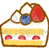 Strawberry shortcake 苺が乗ったチョコレートケーキのイラスト