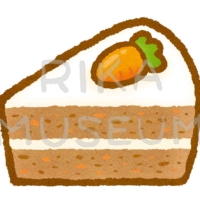 Carrot cake 色とりどりのフルーツが乗った美味しそうなケーキのイラスト