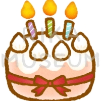 リボンがついた可愛いケーキのイラスト