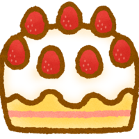 Strawberry cake 美味しそうな苺のデコレーションケーキのイラスト