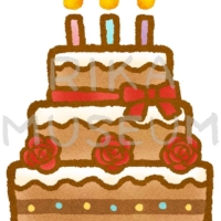 Fantastic birthday cake 豪華で美味しそうな誕生日ケーキのイラスト