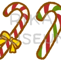 可愛いキャンディケインのイラスト