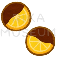 チョコレートにつけたキャンディオレンジのイラスト