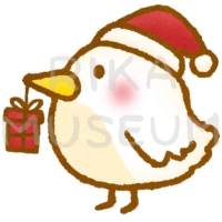 クリスマスプレゼントを運ぶ可愛い小鳥のイラスト
