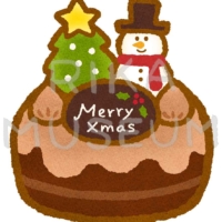 美味しそうなクリスマスチョコレートケーキのイラスト