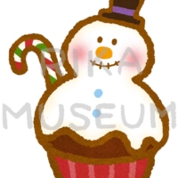 クリスマスデザインのカップケーキのイラスト