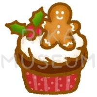 クリスマスデザインのカップケーキのイラスト