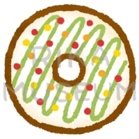 美味しそうなクリスマス風ドーナツのイラスト