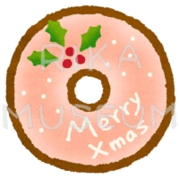 美味しそうなクリスマス風ドーナツのイラスト