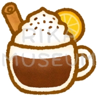 Orange cinnamon coffee オレンジを添えた美味しそうなシナモンコーヒーのイラスト