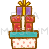 山積みされたクリスマスプレゼントのイラスト