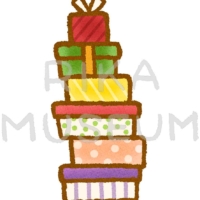 山積みされたクリスマスプレゼントのイラスト