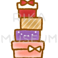 山積みされたクリスマスプレゼントのイラスト