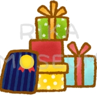 山積みされたクリスマスプレゼントのイラスト