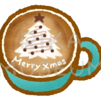 クリスマスツリーのラテアートのイラスト