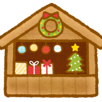クリスマスマーケットの屋台のイラスト