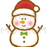 サンタの帽子をかぶった可愛い雪だるまのイラスト