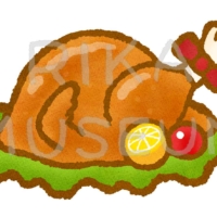 美味しそうな七面鳥の丸焼きのイラスト