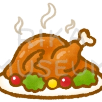 美味しそうな七面鳥の丸焼きのイラスト