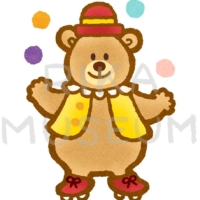 サーカスでジャグリングをする熊のイラスト