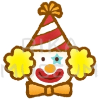 Friendly smiling circus clown 可愛いピエロの顔のイラスト
