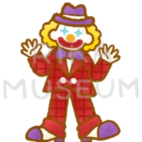 Smiling clown in a colorful suit カラフルなスーツを着たピエロのイラスト