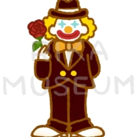 Clown having a rose in his hand 薔薇の花を持つピエロのイラスト