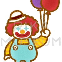 Cute clown having balloons in his hand 風船を持つピエロのイラスト