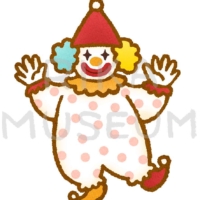 Dancing cute clown サーカスで踊るピエロのイラスト
